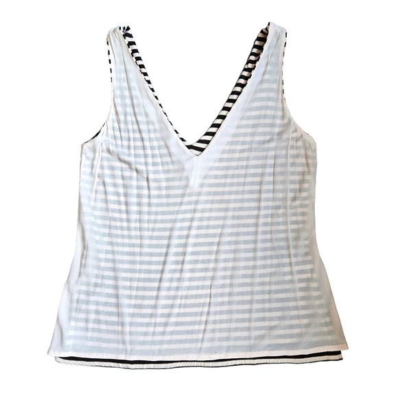 Lida Baday brown and blush striped tank top V-neck and back lined size M - Picture 6 of 9